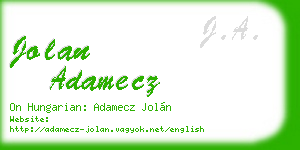 jolan adamecz business card